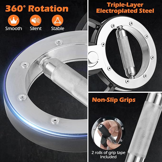 GYMAX Burn Machine, 12LBS Spinning Arm Trainer with Adjustable Resistance, & 360 Degree Rotating Grips, Upper Body Workout Rotator for Forearm, Shoulder, Chest, Home Gym Exercise