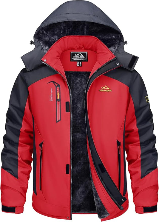 TACVASEN Winter Jacket Men's Water-Resistant Fleece Jacket Snow Ski Jacket Military Tactical Jacket Coat Parka Hood Raincoat
