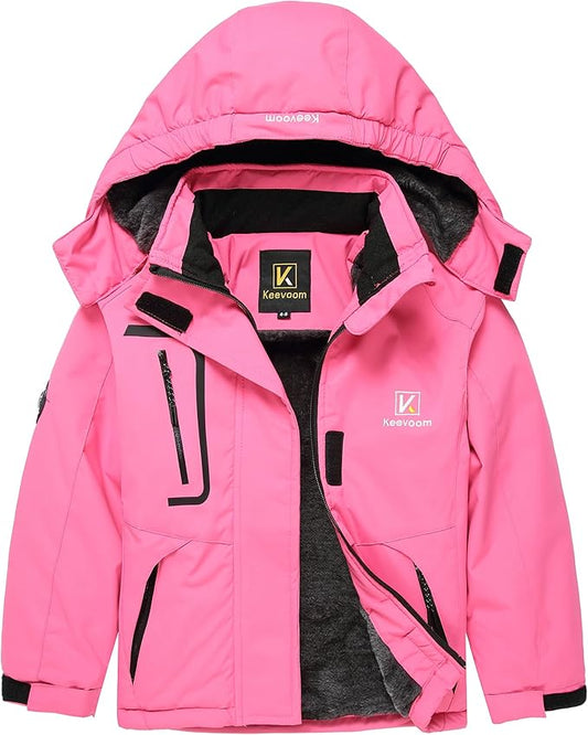 Keevoom Girl's Ski Jacket Winter Warm Thick Snow Coat Windproof Kids Outdoor Hooded Jackets