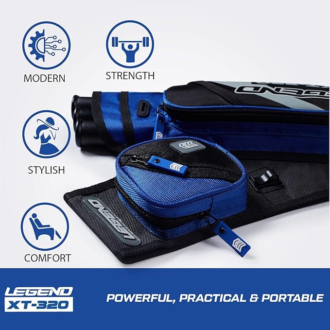 LEGEND XT320 Archery Quivers - Nylon Hip Quivers with 3 Arrow Tube Cases for Target Shooting - Adjustable Waist Belt, T-Slot, Storage Compartments for Accessories, Gear, Tools, Release Tab, Score Card