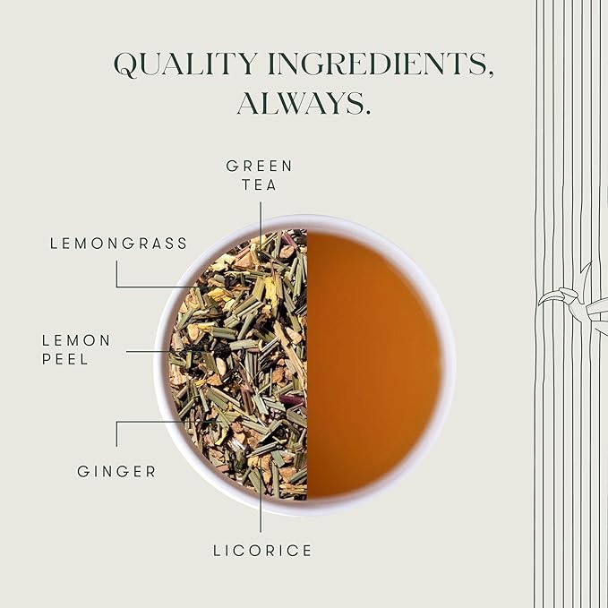 Luxmi Estates Citrus Sky Lemongrass Ginger Green Tea 200g Loose Leaf Pack | Certified Organic Darjeeling Green Tea | Citrus Flavor & Aroma | Natural Lemon Balm Tea - Calming, Supports Digestion | Lemon Grass Leaves | 100 Cups