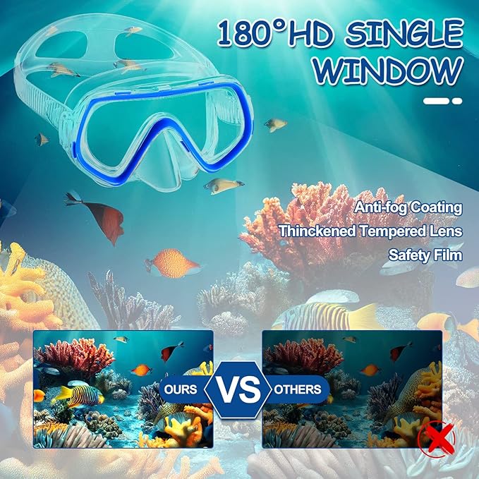Hoolerry 4 Pcs Kids Nose Goggles Swim Goggles with Nose Cover for 3-8 Tempered Glass Snorkel Dive Mask Anti Fog with Elastic Strap No Leak Swimming Mask for Summer Diving Snorkeling