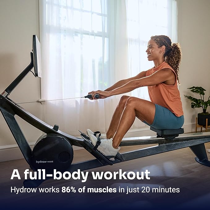 Hydrow Wave Rowing Machine with 16" HD Touchscreen & Speakers - Foldable | Live Home Workouts, Subscription Required