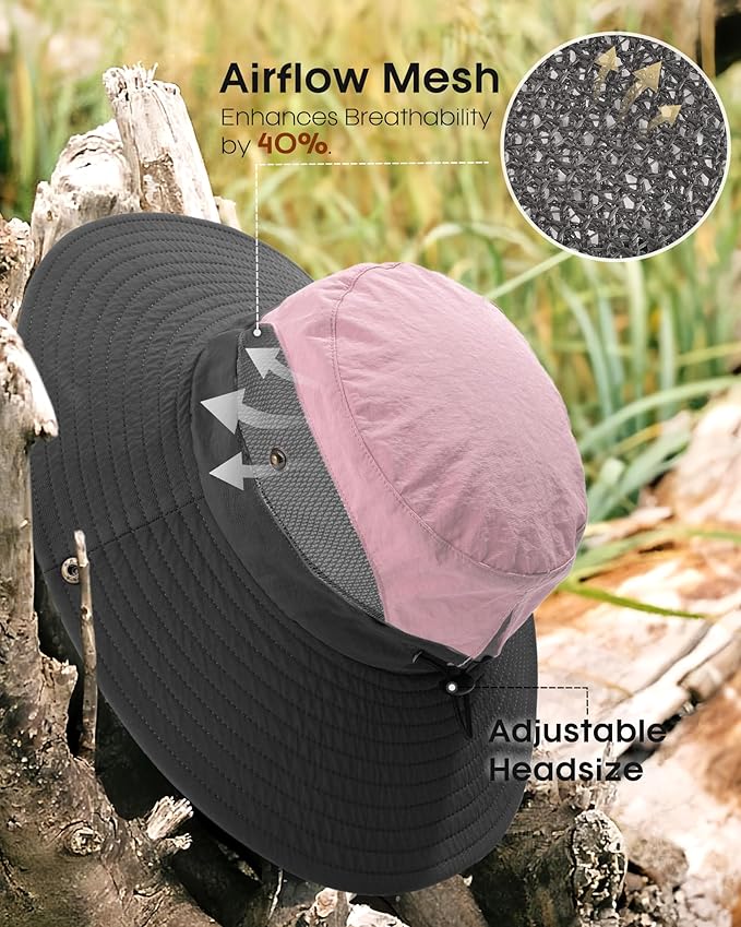 FURTALK Womens Sun Hat with Ponytail Hole Beach Hiking Summer Wide Brim UPF 80+ Outdoor Protection Foldable Bucket Hat