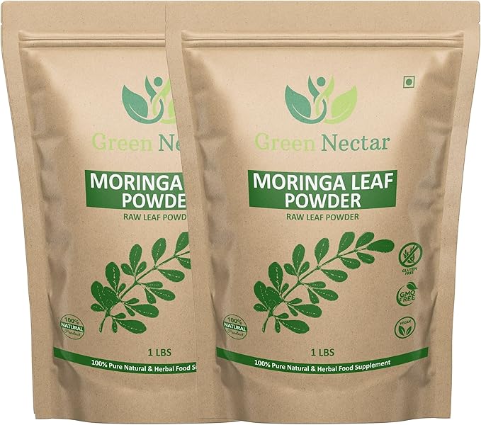 Moringa Oleifera Raw Leaf Premium Powder 16 Ounces (1 lb), Pure Tender Leaves (Pack of 2)