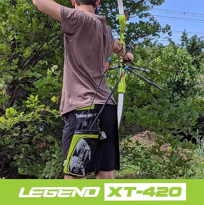 Legend XT420 Field Quiver - Left or Right-Handed Quiver Arrow Holder, Archery Quiver with 3 Arrow Tube, Durable Nylon Hip Quivers with Multiple Pockets for Archery Accessories, Score Card & Tools