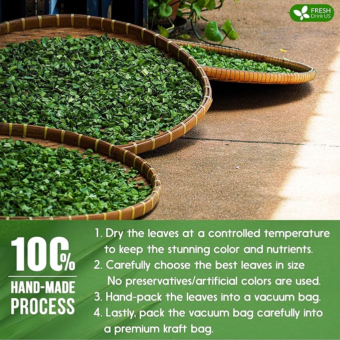 FreshDrinkUS, Premium 8oz Natural Pandan Leaves Dried, 100% Pure Dried Pandan Leaves, Pandan Leaf Tea, No Additives, No Caffeine, Vegan (8 oz Dried Leaves)