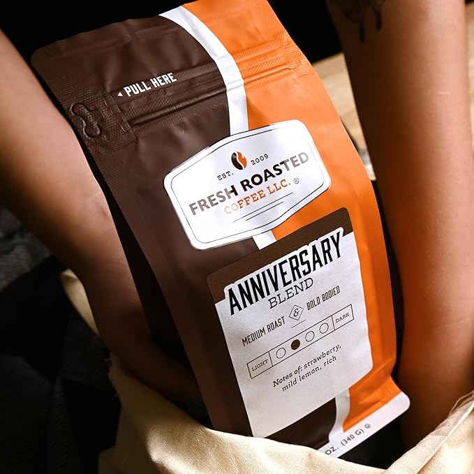 Fresh Roasted Coffee, Anniversary Blend, 12 oz, Medium Roast, Kosher, Whole Bean