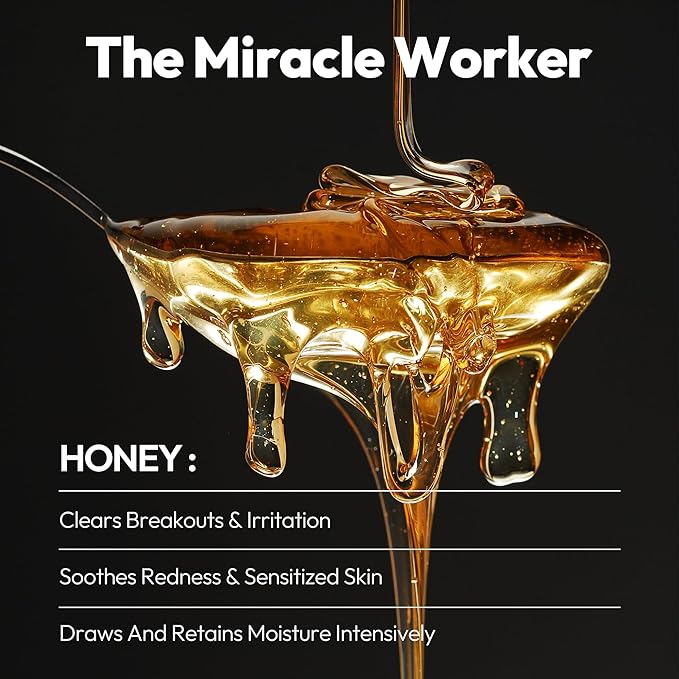 LAPCOS Honey Sheet Mask, Daily Face Mask with Hyaluronic Acid and Antioxidants to Hydrate and Tighten Dry Skin, Korean Beauty Favorite, 5-Pack