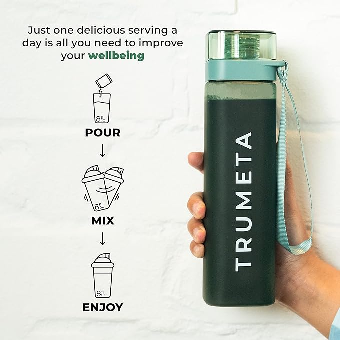 Greens Powder Travel Packs - 14 Servings for Memory, Digestion I Best Taste Super Greens Powder with Organic Spirulina, Goji, Beetroot, Pomegranate I Vegan, Non-GMO