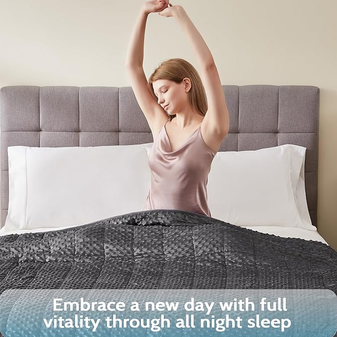 L'AGRATY Weighted Blanket for Adult - 48"x72" 15lbs Minky Dots Heavy Blanket with Glass Beads: Soft Breathable for All-Season Summer Fall Winter Thick Comfort for Sleeping