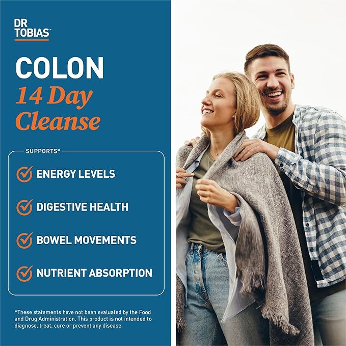 Dr. Tobias Colon 14 Day Cleanse, Advanced Gut Cleanse Detox for Women & Men with Cascara Sagrada, Psyllium Husk, Senna Leaf & Probiotics, Non-GMO Colon Cleanse, 24 Capsules, 1-2 Daily