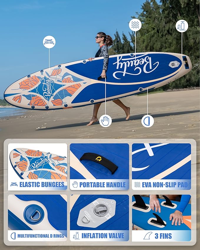 Inflatable Stand Up Paddle Board with SUP Accessories, Anti-Slip EVA Deck, 11'*33" Inflatable Paddle Boards for Adults & Youth of All Skill Levels