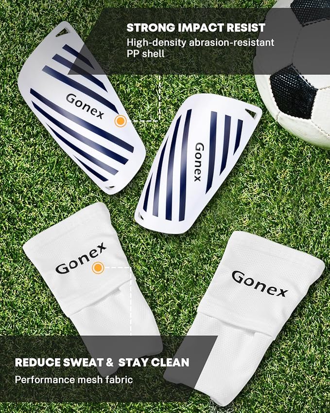 Gonex Soccer Shin Guards for Kids Adult, Youth Boys Girls Shin Guards Slip in Soccer Shin Pad Sleeves Canilleras for Football Games, EVA Cushion Protection Reduce Shocks & Injuries