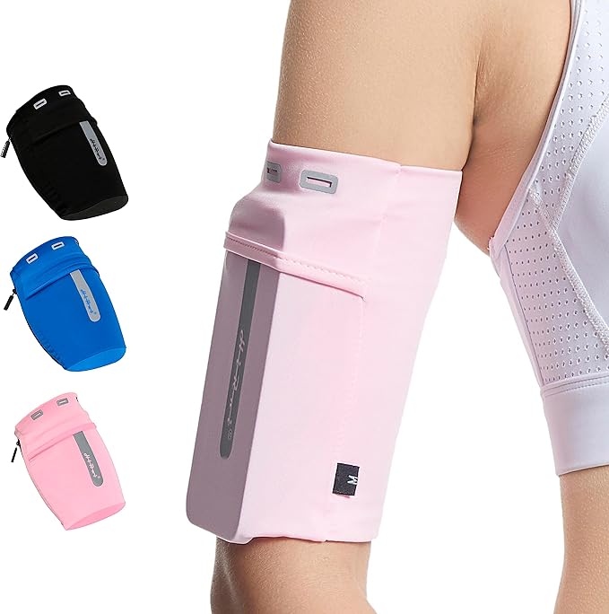 HiRui Running Armband Sleeve Universal Sports Armband Cell Phone Holder Armband for Exercise Workout, Compatible with iPhone 16/15/14/13/Plus/Pro Samsung Galaxy All Phones (XL, Pink)