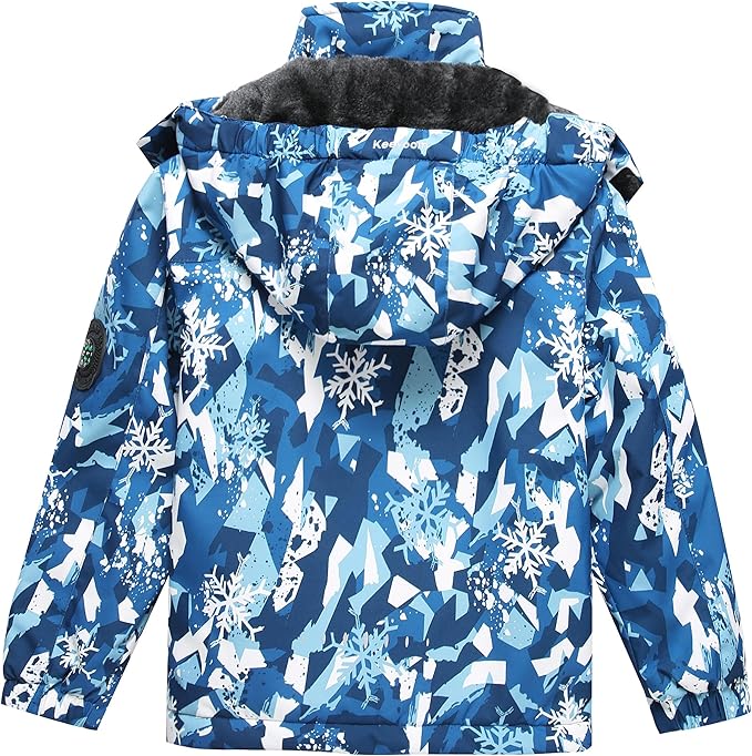 Keevoom Boys Winter Coat Ski Jacket Windproof Kids Snowboard Warm Fleece Snow Coat Waterproof Outdoor Hooded Ski Coats
