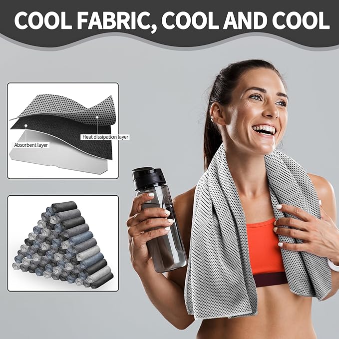 Honoson Cooling Towel Bulk - Neck & Face Cool Chilly Towels Microfiber Breathable Sport Sweat Rag for Gym, Yoga, Travel, Camping, Running, Outdoor