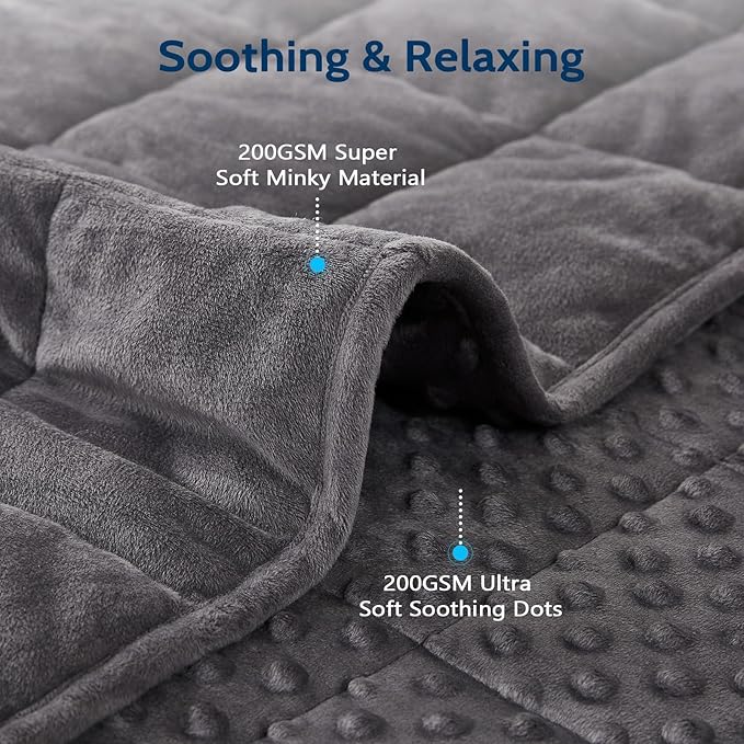 L'AGRATY Weighted Blanket for Adult - 60"x80" 15lbs Minky Dots Heavy Blanket with Glass Beads: Soft Breathable for All-Season Summer Fall Winter Thick Comfort for Sleeping