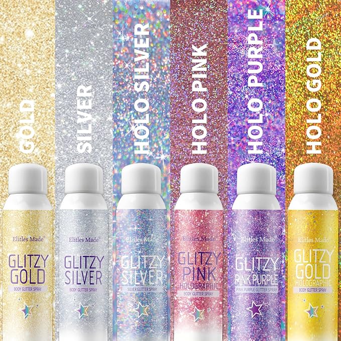 Hair Glitter Body Glitter Spray, 150ML Glitter Hairapray Holographic Pink Glitter Spray for Hair and Boday, Hair Glitter for Kids Women, Body Shimmer Festival Rave and Makeup 4.2 Fl Oz