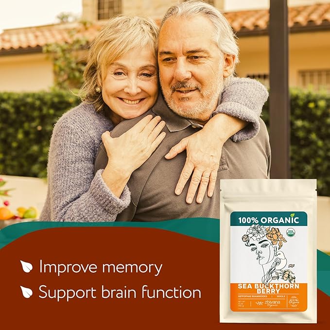 Organic Sea Buckthorn Berry – Sea Buckthorn Tea, Dried Seaberry, Seabuckthorn – Espino Amarillo – Rich in Nutrients Superfood Berries for Immunity, Heart, Digestion, Liver, Skin – 4 Ounces