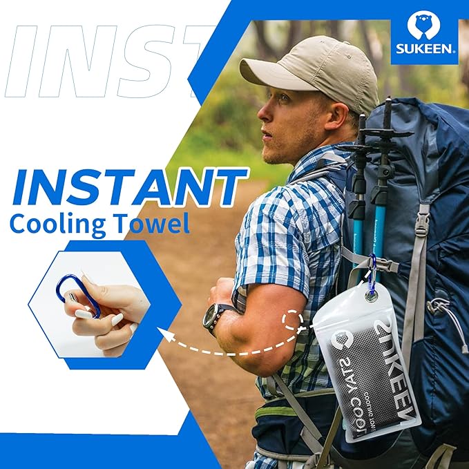 Sukeen Cooling Towel,Instant Evaporative Cooling for Sports,Yoga,Golf,Gym,Neck,Workout and More(40”x 12”)
