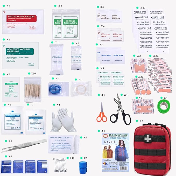 EMT Pouch MOLLE Ifak Pouch Tactical MOLLE Medical First Aid Kit Utility Pouch Carlebben (with Medical Supplies Red)