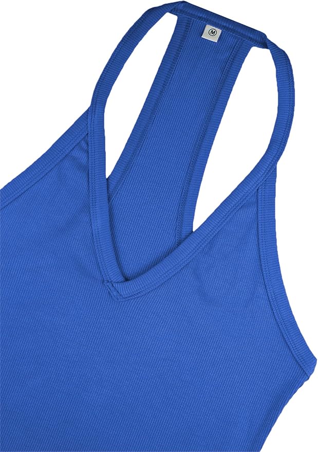 iGENJUN Workout Tops for Women Racerback Basic Tank Summer 2025 Camisole V Neck Slim Fit Ribbed Sleeveless