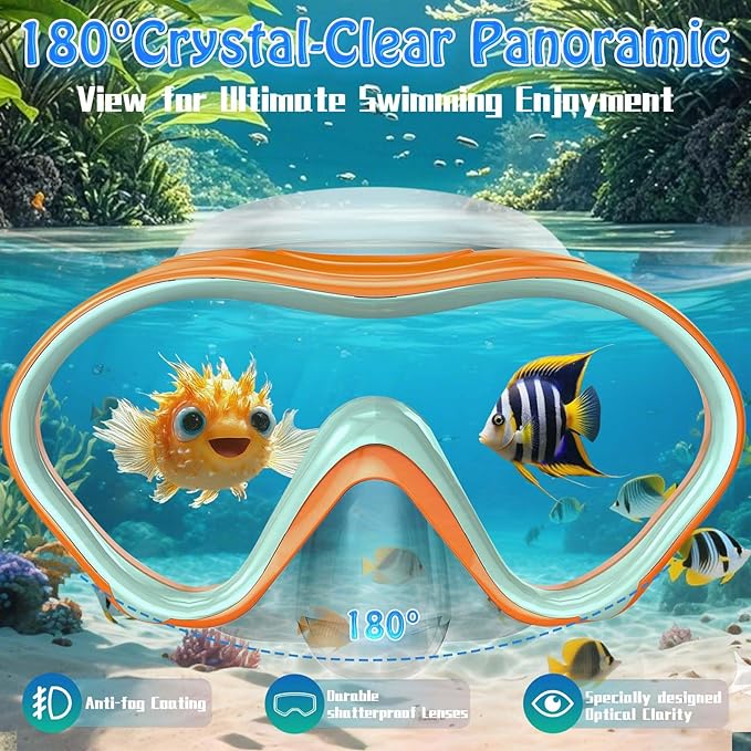 Kids Swim Goggles with Nose Cover -Diving Mask Leak-Proof Design for Boys Girls Ages 5-15 | Anti-Fog & UV Protection Swimming Glasses
