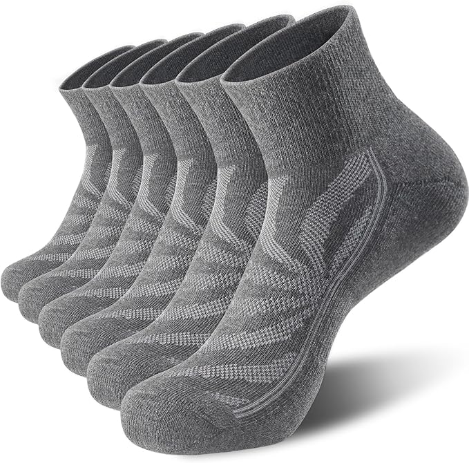 Lapulas 6 Pack Men's Ankle Socks with Cushion, Cotton Quarter Socks for Sport Training Running