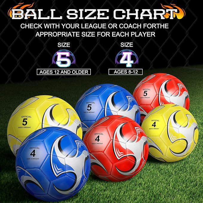 Lenwen 12 Pcs Soccer Balls with Pump Bulk Official Size 5 4 3 Kids Teen Adult Indoor Outdoor Sports Soccer Ball Toddler Youth Gift for Training Game Practice Christmas Operation