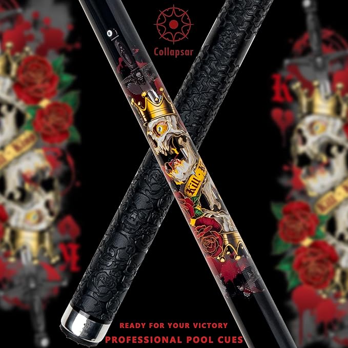 Collapsar CBP Pool Stick with 1X1 Hard Case,13mm Tip with Low Deflection Technology Billiard Cue,58" 2-Pieces 19-21 oz Professional Pool Cue Set