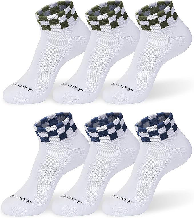 MONFOOT Men's/Women's 6 Pairs Daily Cushion Comfort Fit Performance Quarter Ankle Socks Multipack