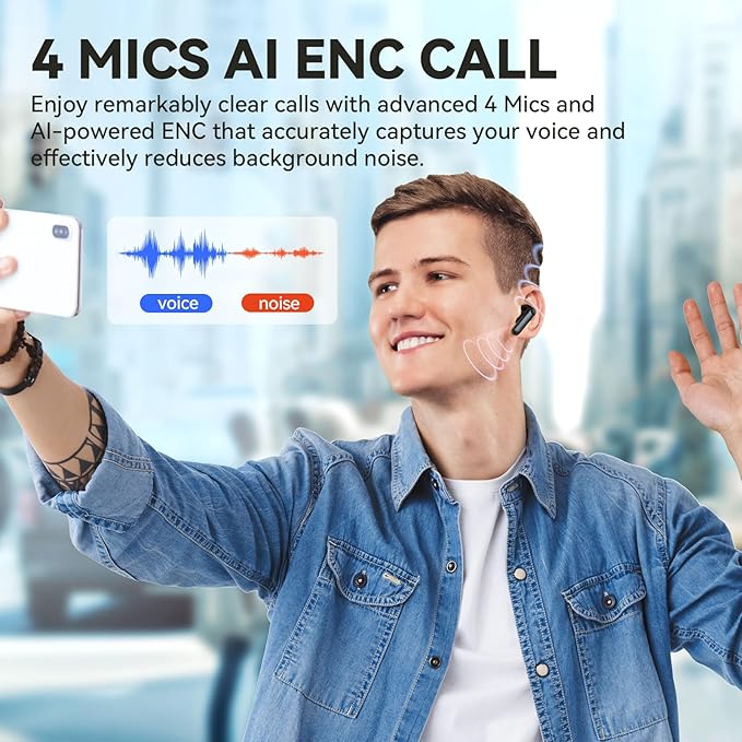 EarFun Air Life Wireless Earbuds, 12mm Driver with Deep Bass, Bluetooth 5.4 in-Ear Earbuds, 4 Mics AI ENC Call, 35H Playtime, 30 Preset EQs Via App, Comfortable Fit, Fast Charging, IPX5 Waterproof