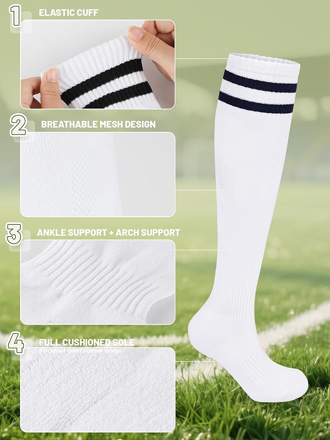 Kids Soccer Shin Guards, Youth Toddler Shin Pads with Sleeves and Soccer Socks for Age 3-16 Boys Girls Protective Lightweight Soccer Equipment