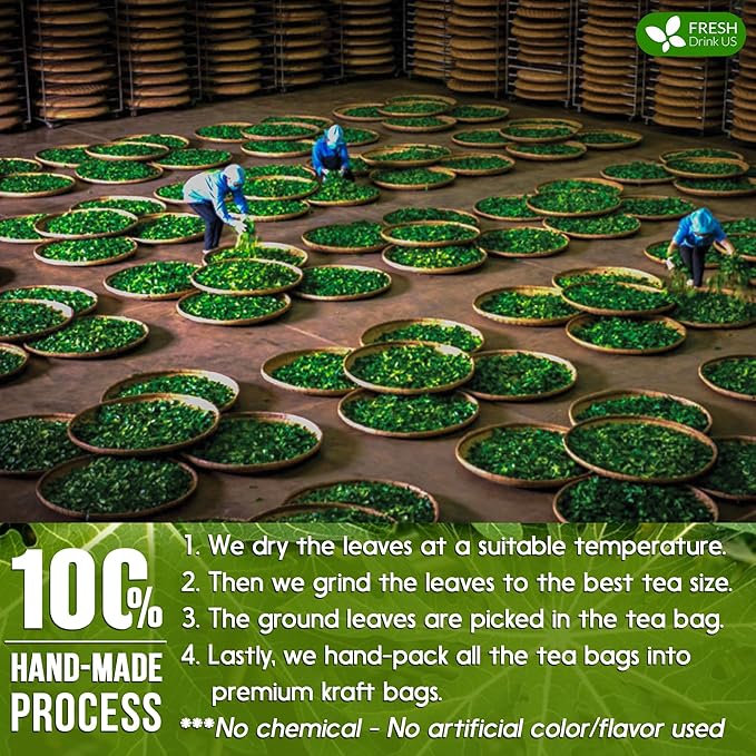 FreshDrinkUS, Premium 135 Papaya Leaf Tea Bags, 100% Natural & Pure from Papaya Leaves. Loose Leaf Papaya Herbal Tea. Made with Natural Material Tea Bags. No Sugar, No Caffeine, No Gluten, Vegan.