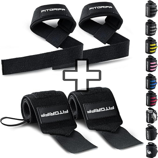 Fitgriff® Lifting Straps & Wrist Wraps (Bundle) Superior Support for Weightlifting & Gym Workouts - for Men and Women