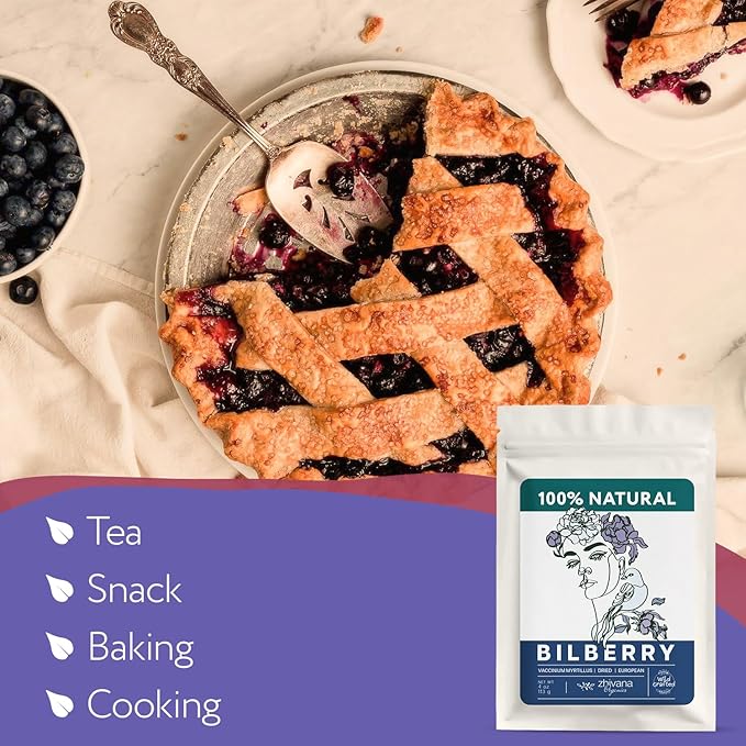 Wild Bilberry Dried Fruits (4 oz.) – Bilberry Tea - Superfood berries -Whortleberry (Vaccinium myrtillus) - Antioxidant, Immunity, Heart Health