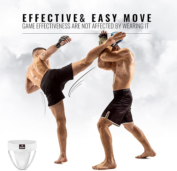 DXM SPORTS Boxing Groin Protector Men – Adjustable Groin Guard for Kickboxing, Taekwondo Sparring Gear, Muay Thai, Martial Arts Training