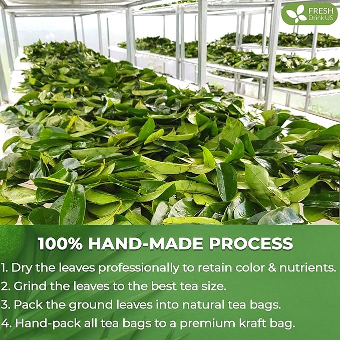 FreshDrinkUS, Premium 33 Soursop Graviola Leaf Tea Bags, 100% Natural & Pure from Soursop Leaves, Hoja Guanabana Herbal Tea. Made with Natural Material Tea Bags. No Sugar, No Caffeine, Vegan.