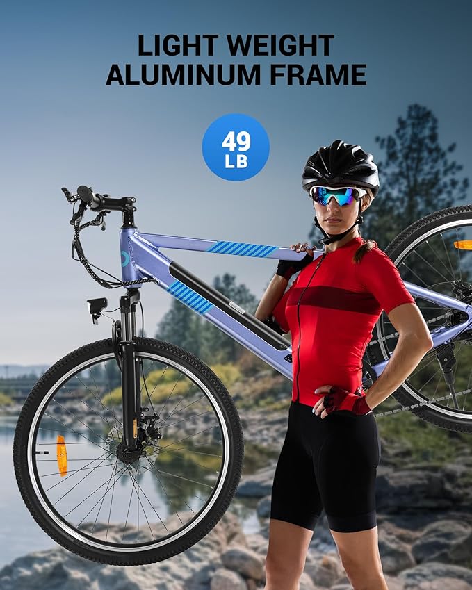 Electric Bike for Adults,36V Built-in Invisible Removable Battery,350W Brushless Motor(Peak 450W) Electric Mountain Bike,26" Tires&Front Fork Suspension,UL Certified 7-Speed