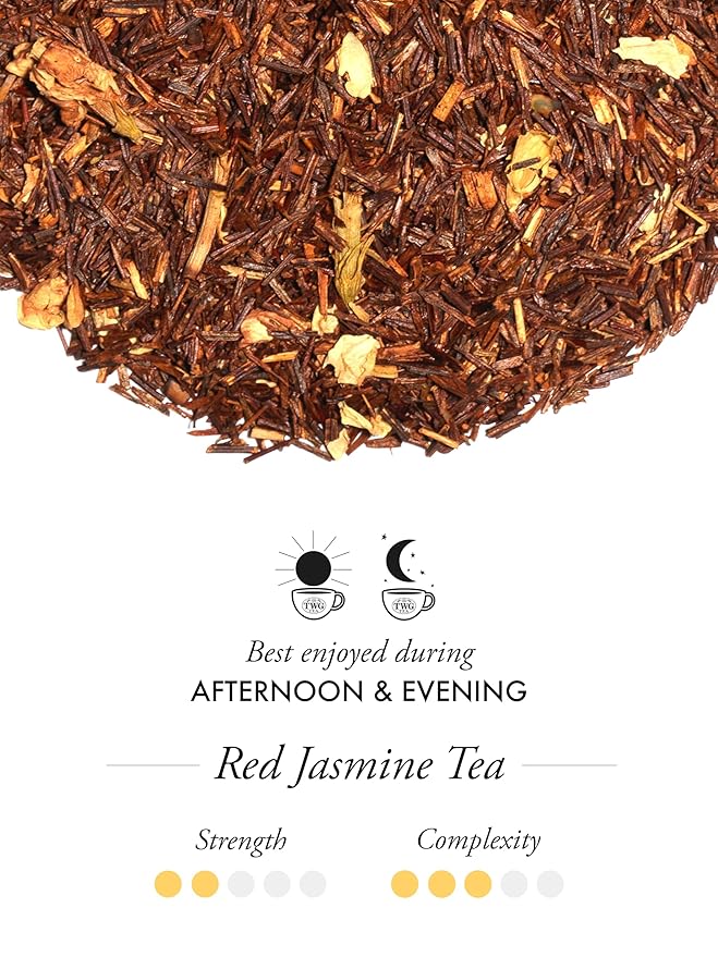 TWG Tea | Red Jasmine Tea | Rooibos Tea | Jasmine Flower | 15 Hand Sewn Cotton Teabags | Gift Set