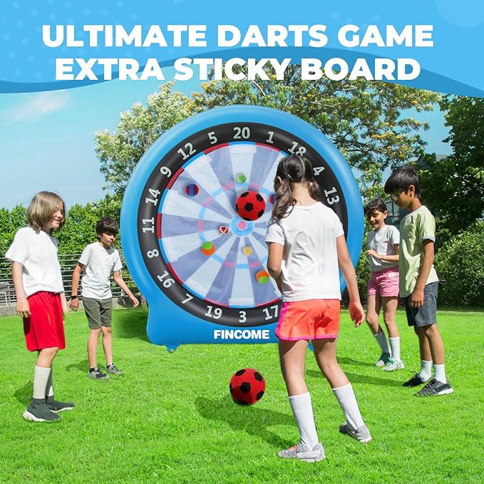 Inflatable 6ft Giant Dartboard, Golf Darts Kick Darts, Soccer & Throw Darts Game with Pump, 2 Kickball, 4 Throw Balls, 20 Golf Balls, Chipping Mat, Giant Dart Board Target Yard Games