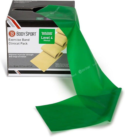 Body Sport Exercise Bands - Resistance Bands in 50 yard Rolls for Fitness, Stretching, or Physical Therapy