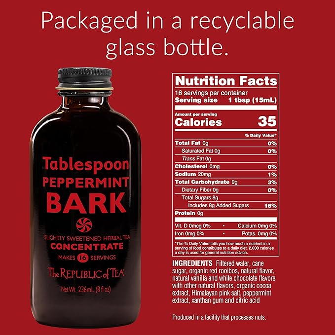 The Republic of Tea – Tablespoon Peppermint Bark, Herbal Tea Concentrate, 8 fl oz -16 Servings