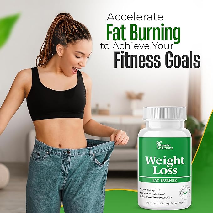 DR VITAMIN SOLUTIONS Fat Burner for Women & Men - Weight Loss Supplements with Green Tea Extract, Chromium, Vitamin B6 - Energy Booster, Belly Fat Burner & Appetite Suppressant Diet Pills - 60 Tablets