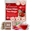 FreshDrinkUS, Premium 30 Rosehip Tea Bags, 100% Natural & Pure from Rose Hip Fruits. Loose Rosehip Herbal Tea. Made with Natural Material Tea Bags. No Sugar, No Caffeine, No Gluten, Vegan.