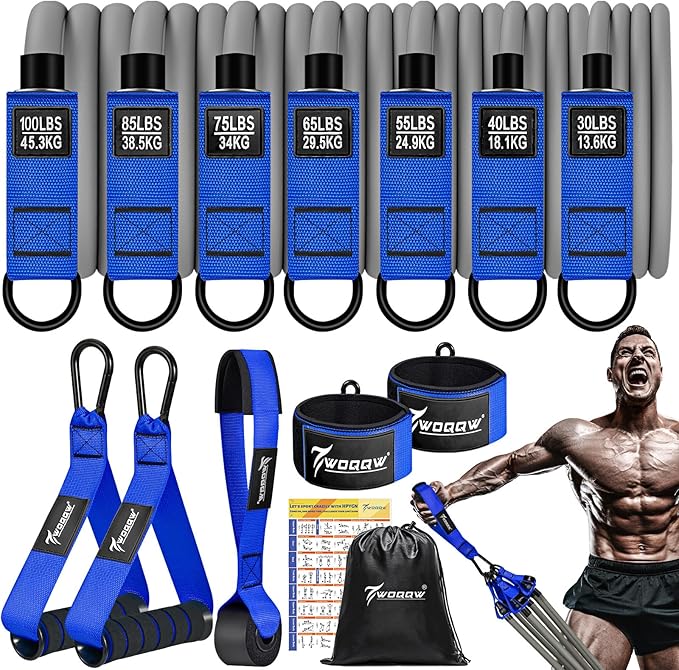 Heavy Resistance Bands for Working Out, 350lbs/450lbs Exercise Bands with Handles, Workout Bands Set for Men, Fitness Weight Bands for Muscle Strength Training, Stretching, Slim, Home Gym Equipment