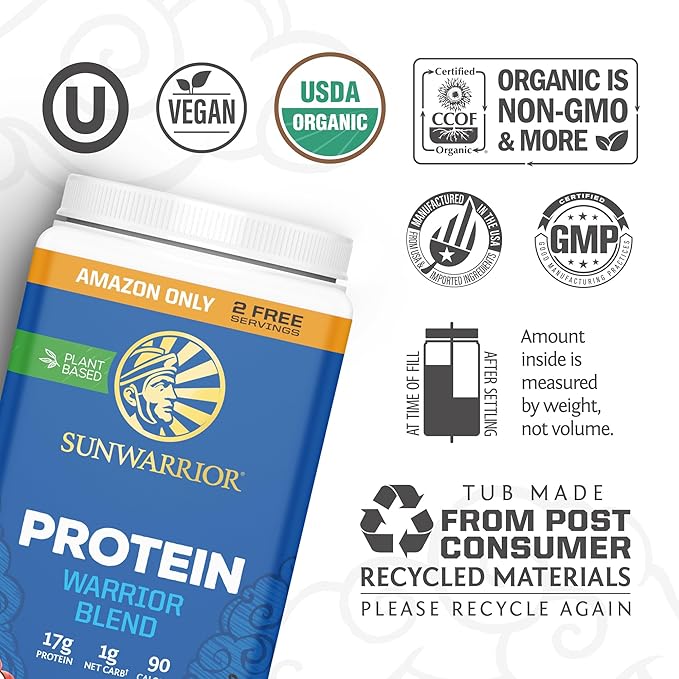 Organic Plant Based Protein Powder | Vegan Organic Protein Powder Vanilla Flavored with BCAA Amino Acids & Hemp Seed Pea Blend | Non-GMO Soy Dairy Filler & Gluten Free (Vanilla, 32 Servings)