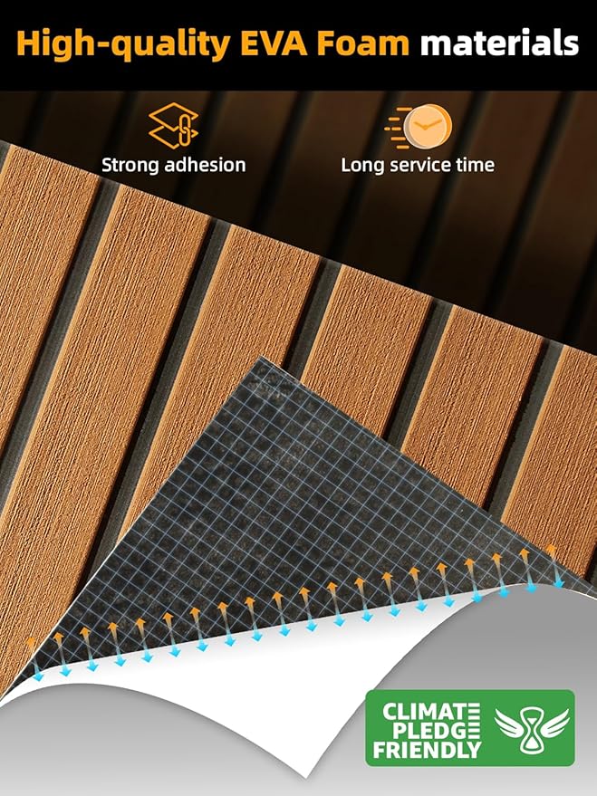 FOCEAN Boat Flooring EVA Foam Boat Decking Faux Teak Marine Flooring Boat Mat Boat Carpet Sheet for Motorboat RV Yacht Kayak Surfboard, 94.5"x 47.2"/35.4"/23.6"/15.7"