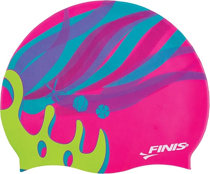 FINIS Mermaid Kids Swim Cap - 100% Silicone - Fun Prints - Universal Fit - Chlorine Protection